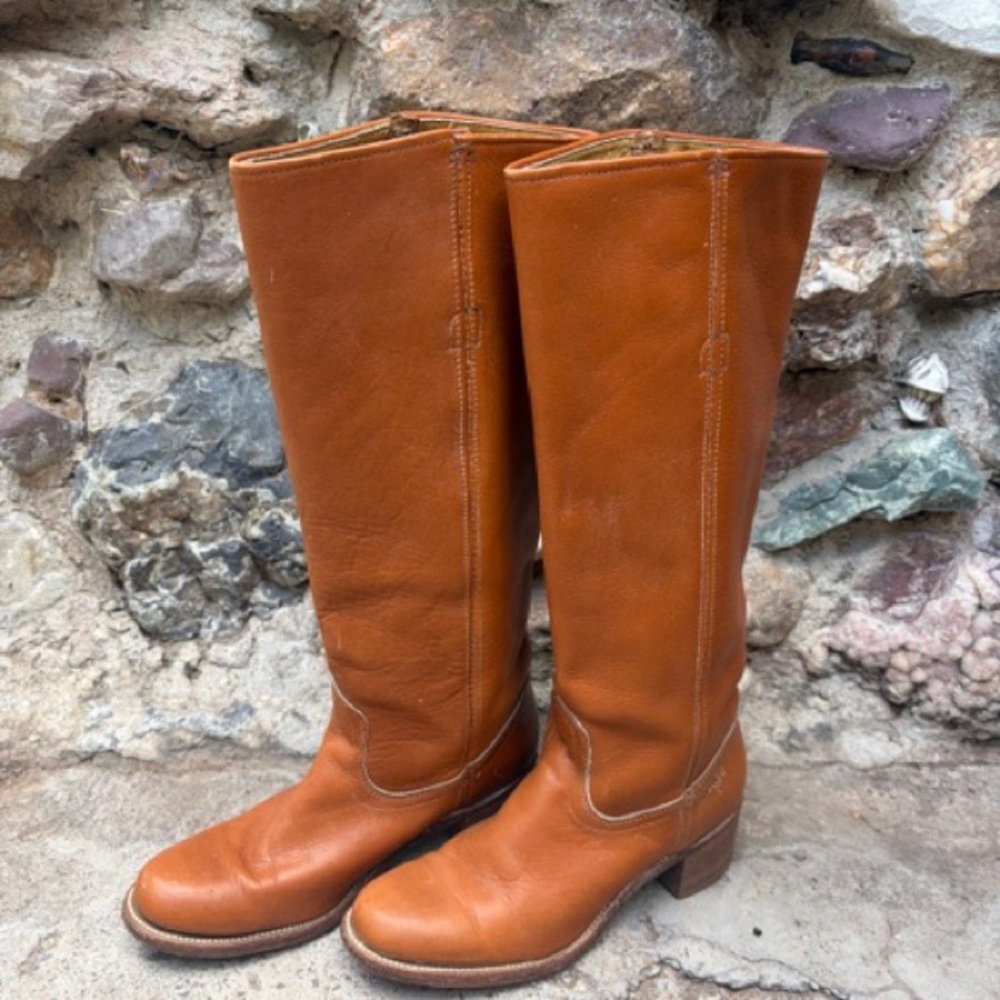 Vintage Frye Campus Tall Leather Heeled Boots - Size 8.5B